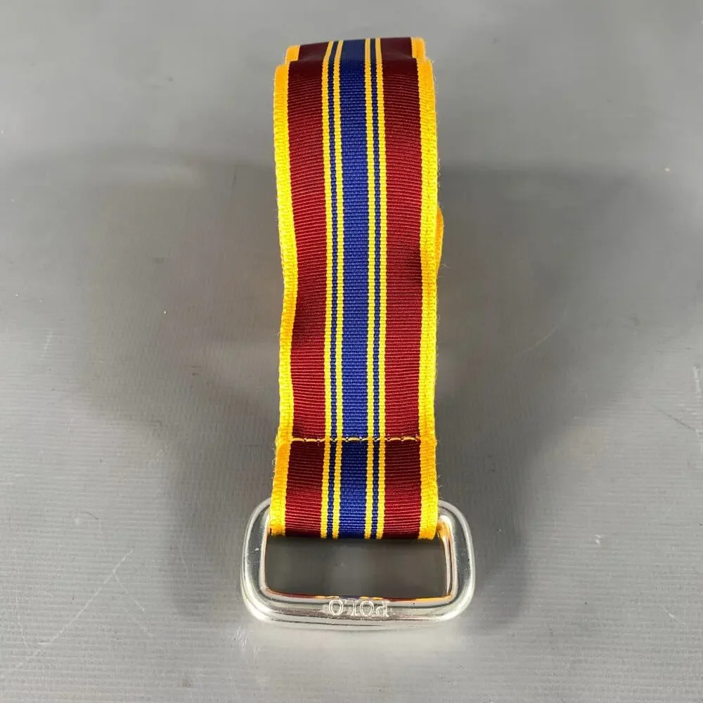 RALPH LAUREN Burgundy Navy Stripe Nylon Belt